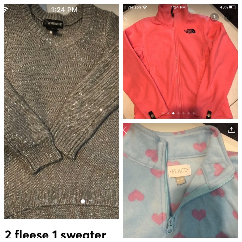 3 warm tops 2 Fleece 1 sweater Sz 7/8
